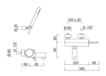 QUACK - F9101 - 2 hole bathtub mixer with hand shower by Rubinetteria Giulini - view 3